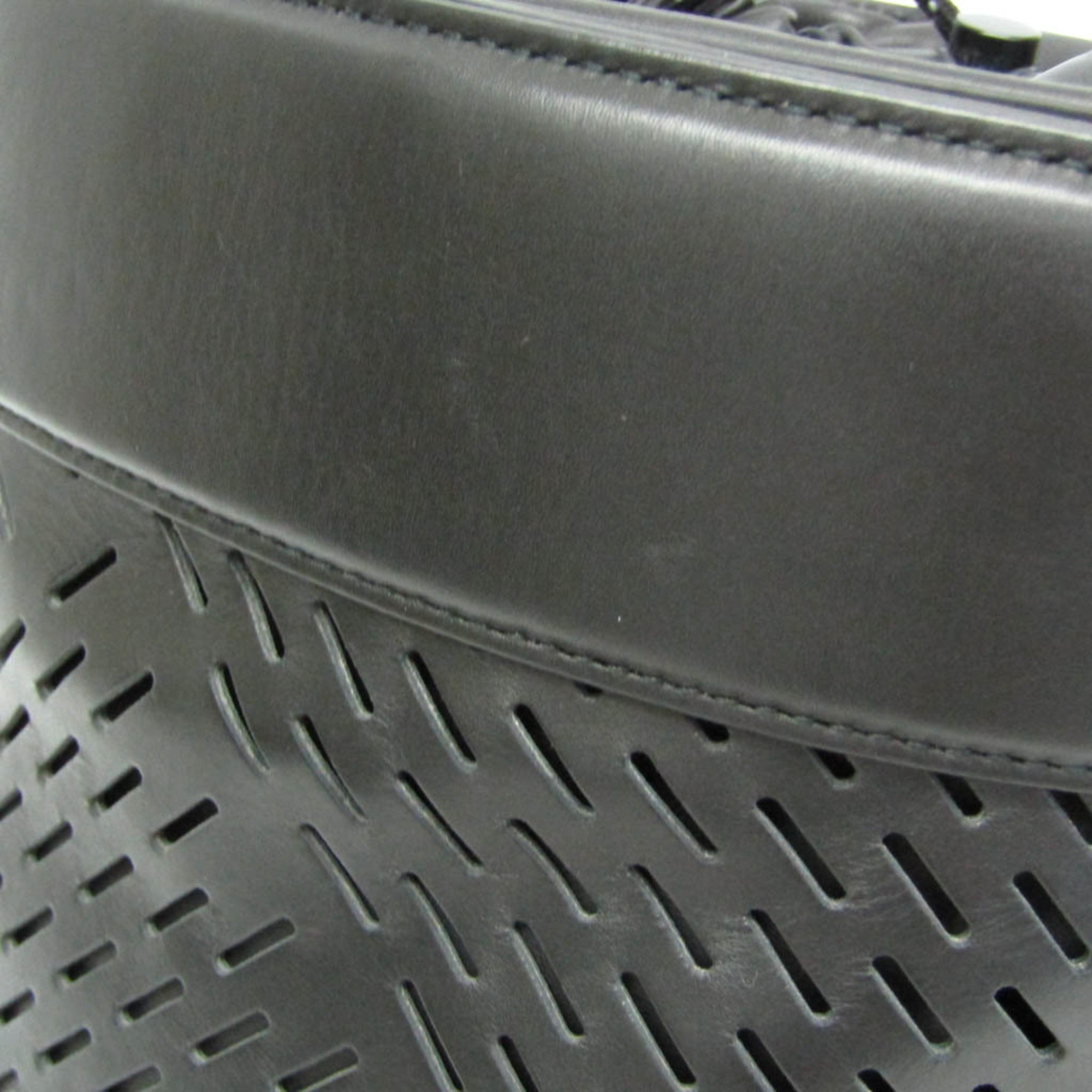 Bottega Veneta Paper Bucket Bag Perforated Leather Black Leather Shoulder Bag Bag (Pre-Owned)