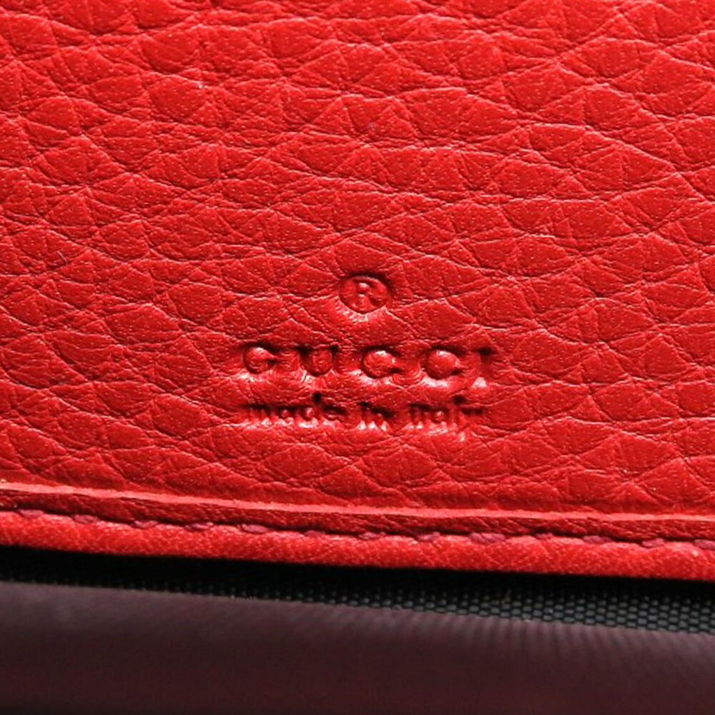 Gucci Red Color Leather Long Wallet (Bi-Fold) (Pre-Owned)