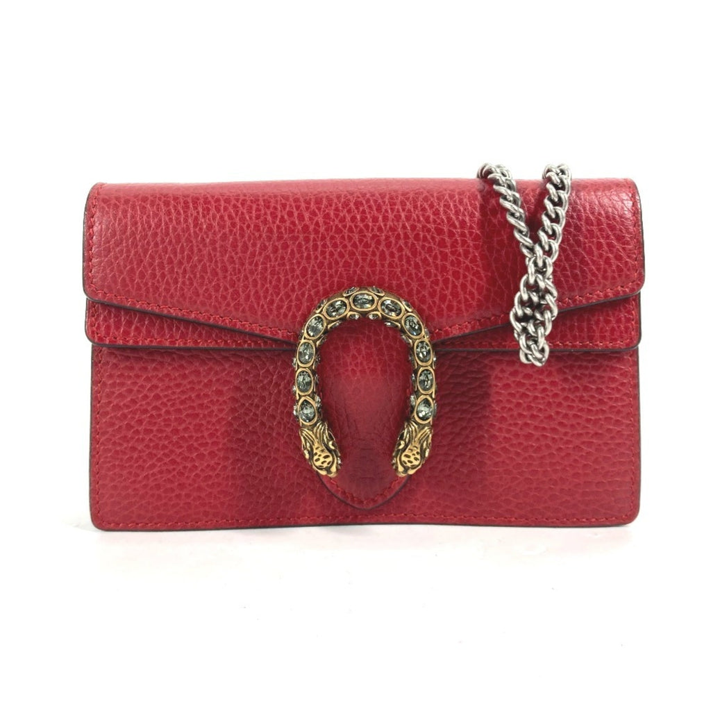 Gucci Red Color Leather Clutch Bag Pouch Shoulder Bag (Pre-Owned)