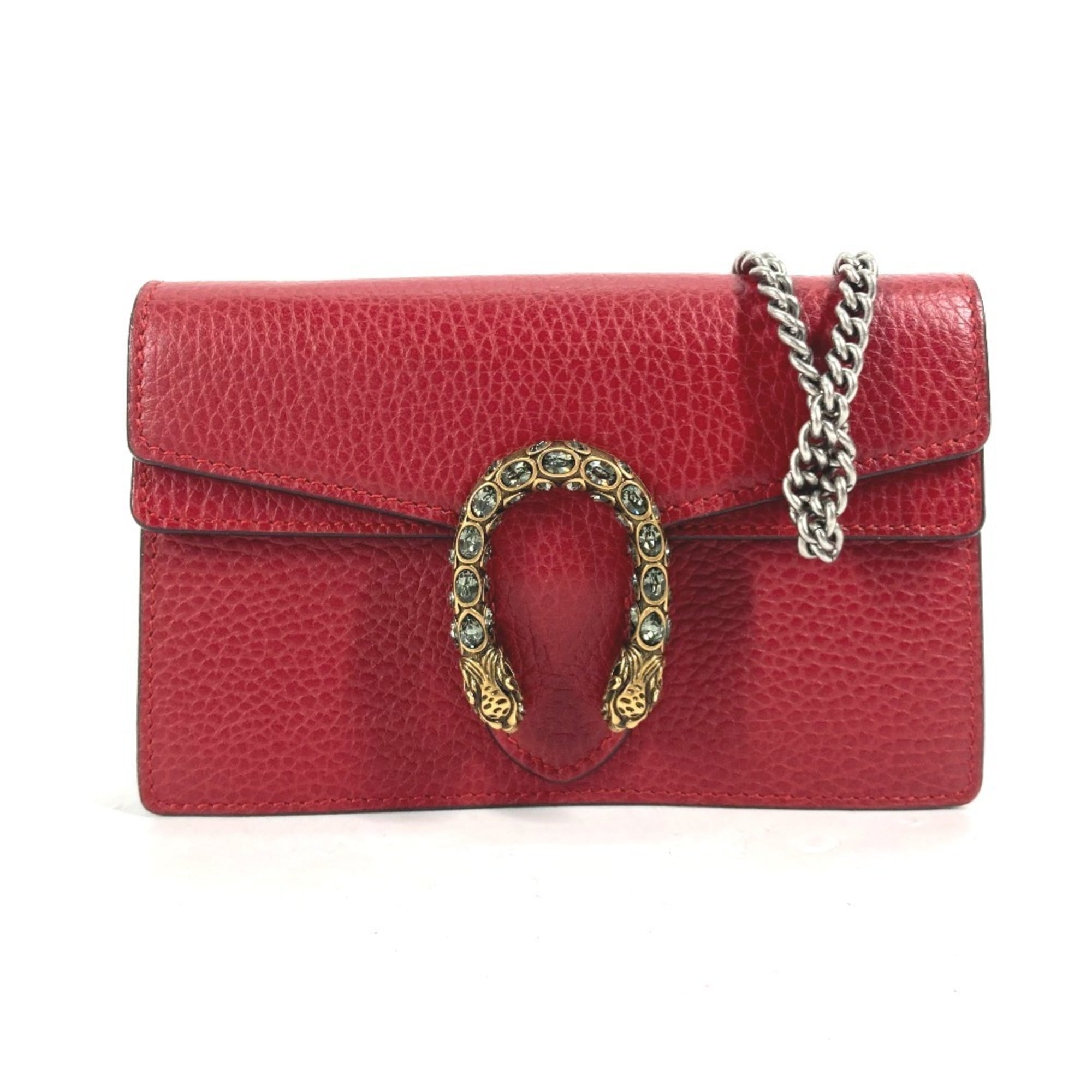 Gucci Red Color Leather Clutch Bag Pouch Shoulder Bag (Pre-Owned)