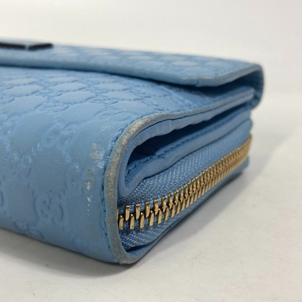 Gucci Blue Leather Long Wallet (Bi-Fold) (Pre-Owned)