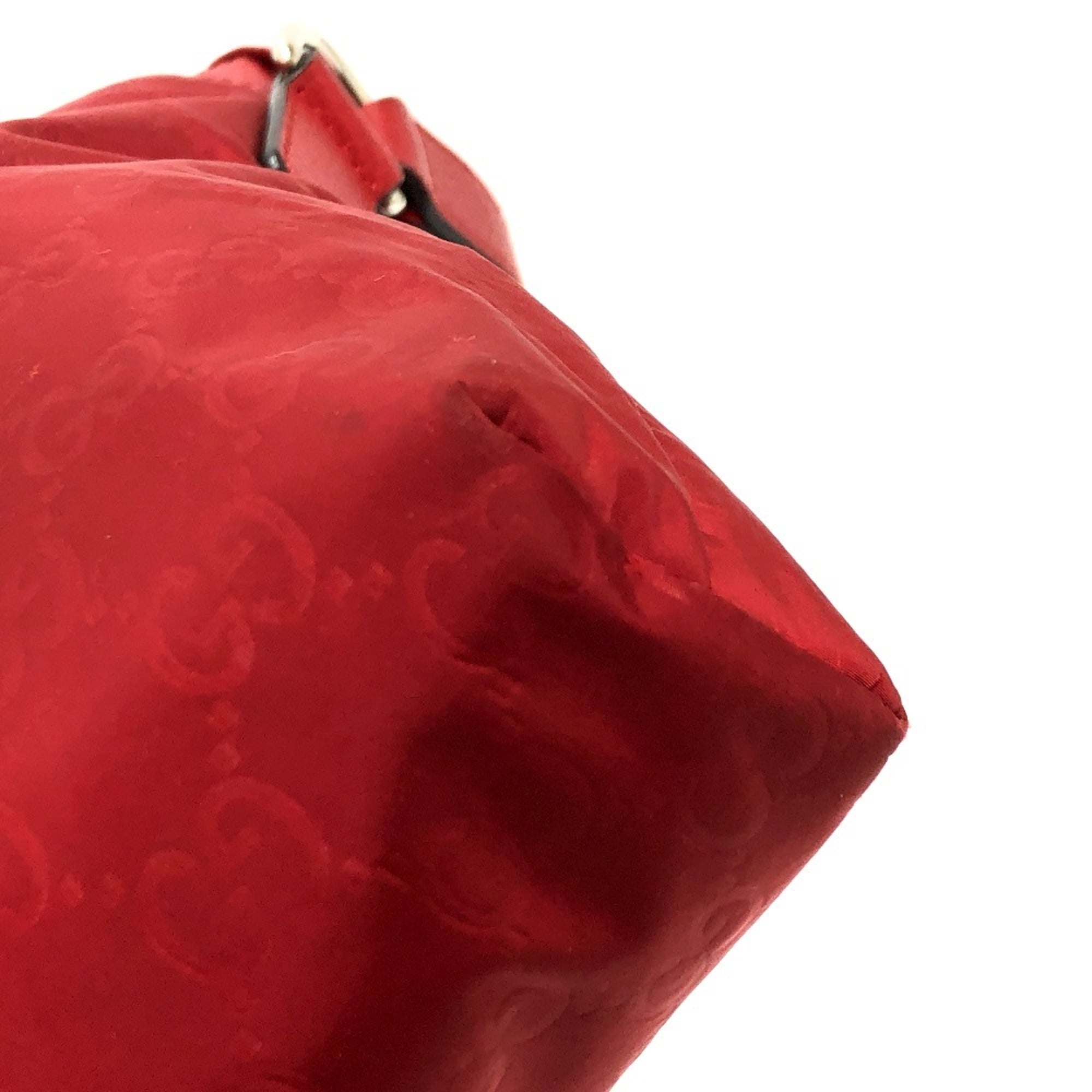Gucci Red Color Nylon Leather Shoulder Bag (Pre-Owned)
