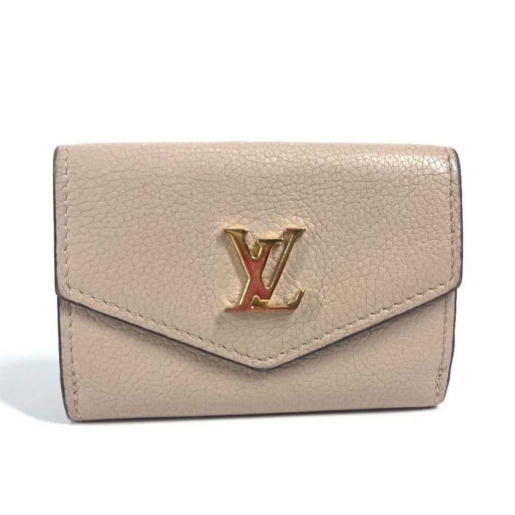 Louis Vuitton Beige Grayish Leather Wallet (Tri-Fold) (Pre-Owned)