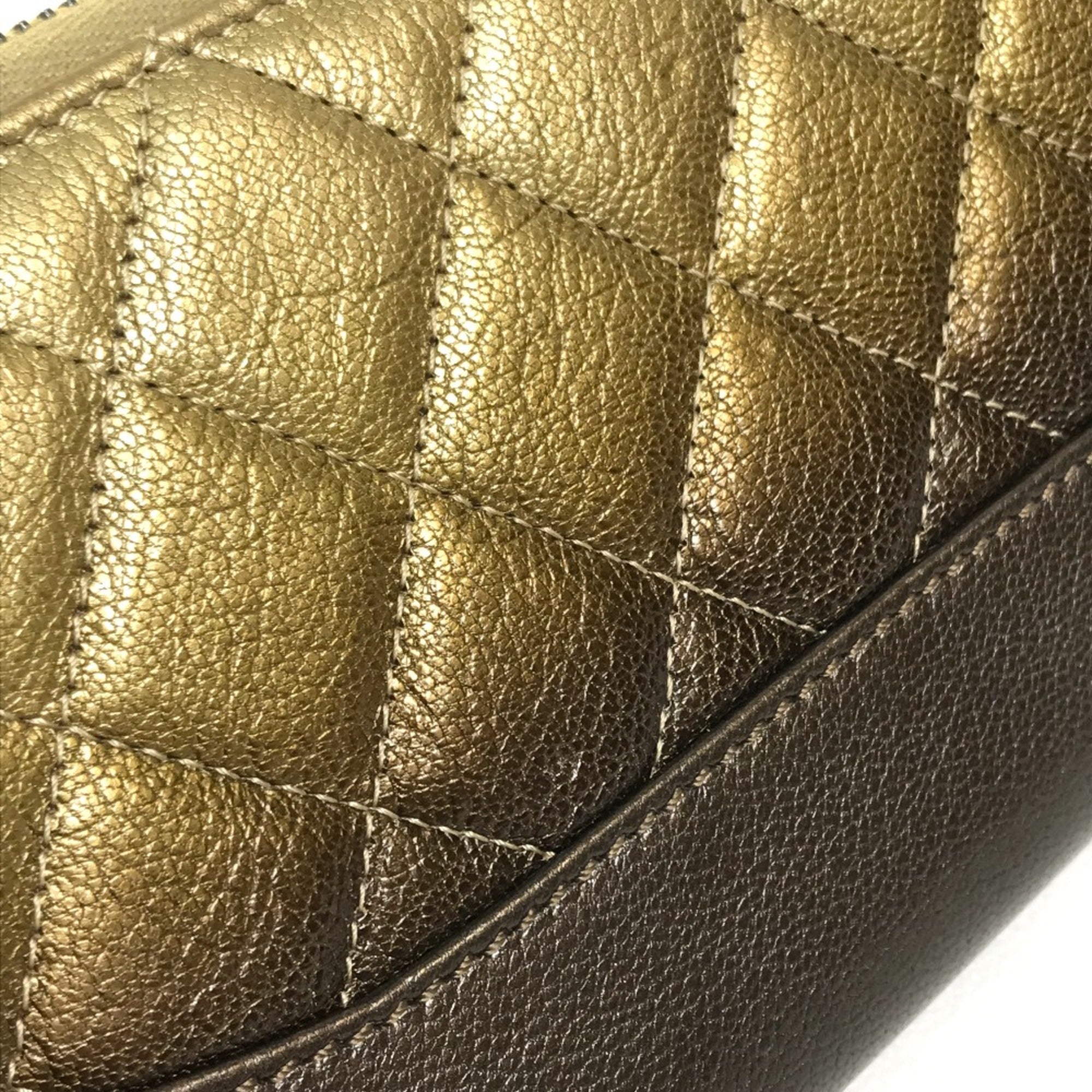 Chanel Gold Leather Long Wallet (Bi-Fold) (Pre-Owned)