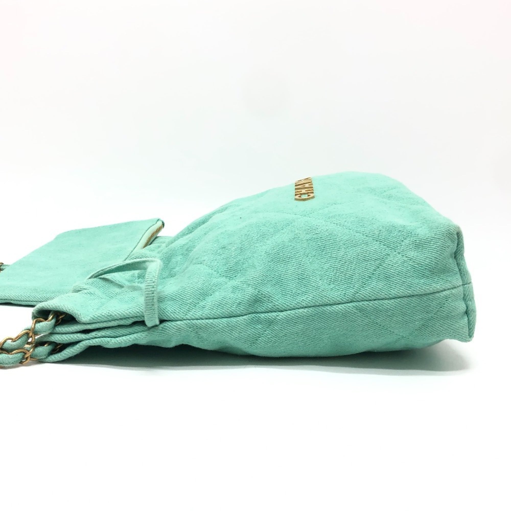 Chanel Matelasse Green Turquoise Denim Handbag Shoulder Bag (Pre-Owned)