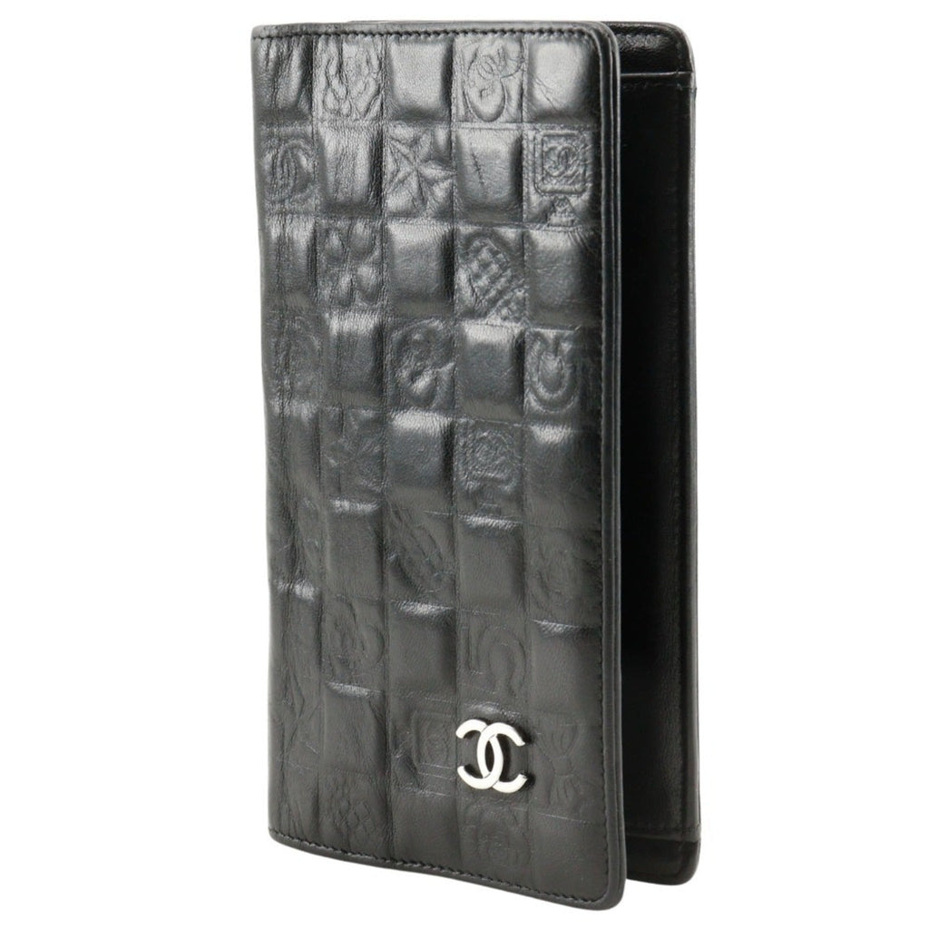 Chanel Black Leather Long Wallet (Bi-Fold) (Pre-Owned)