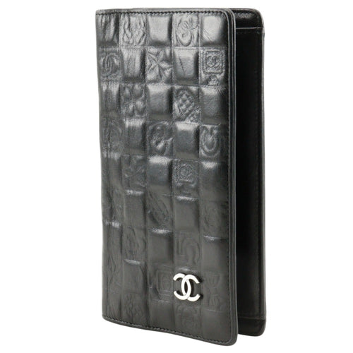Chanel Black Leather Long Wallet (Bi-Fold) (Pre-Owned)