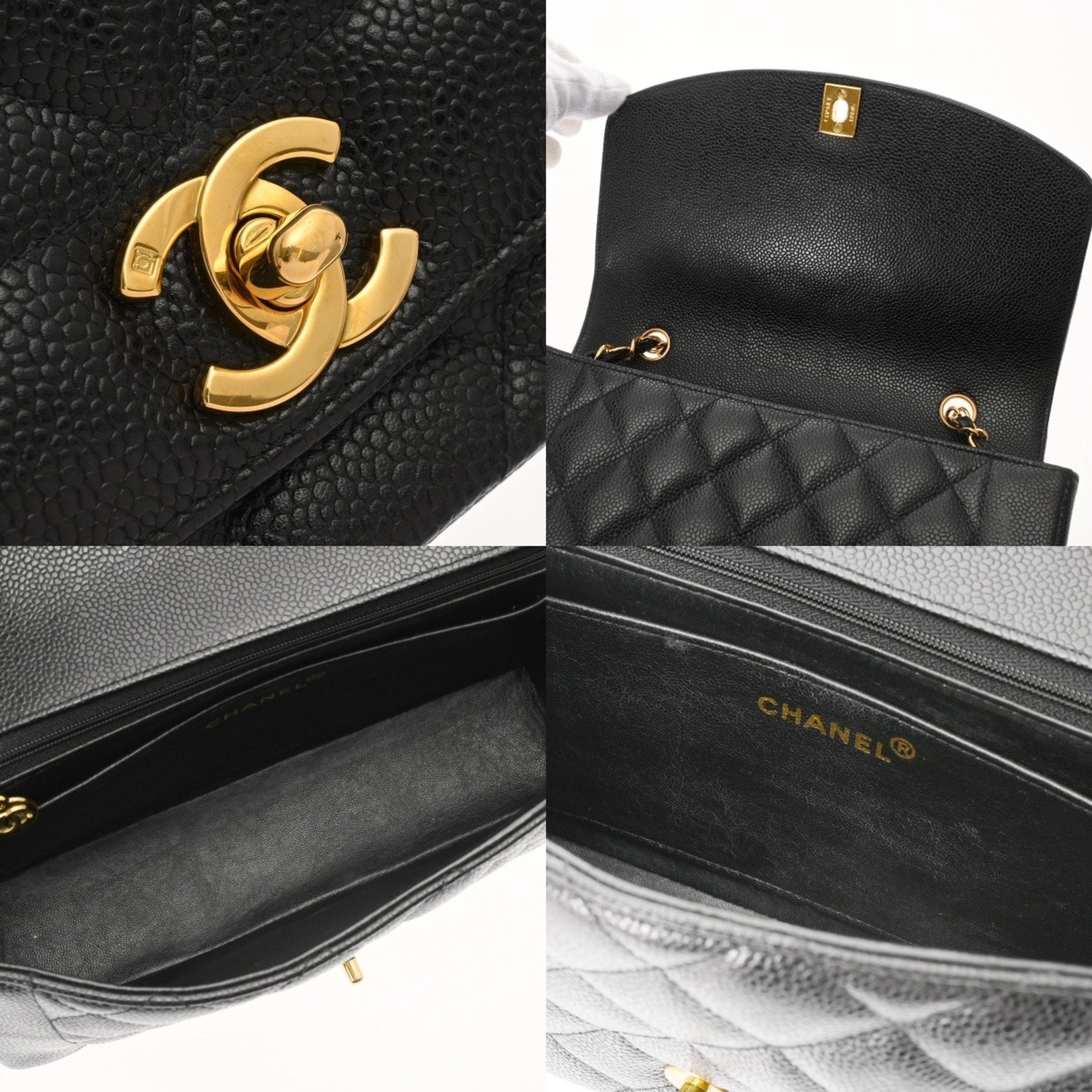 Chanel Black Grained Calfskin Shoulder Bag (Pre-Owned)