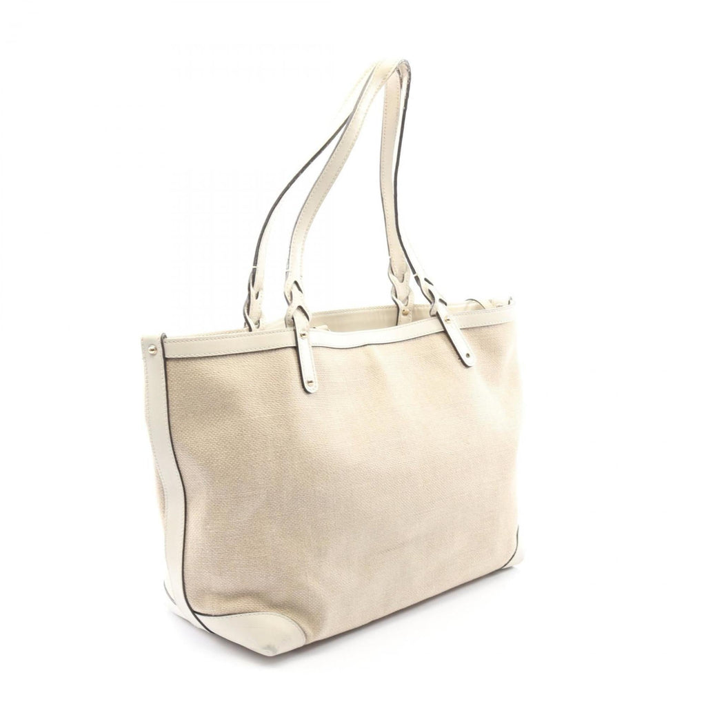 Gucci Beige Canvas Leather Tote Bag (Pre-Owned)