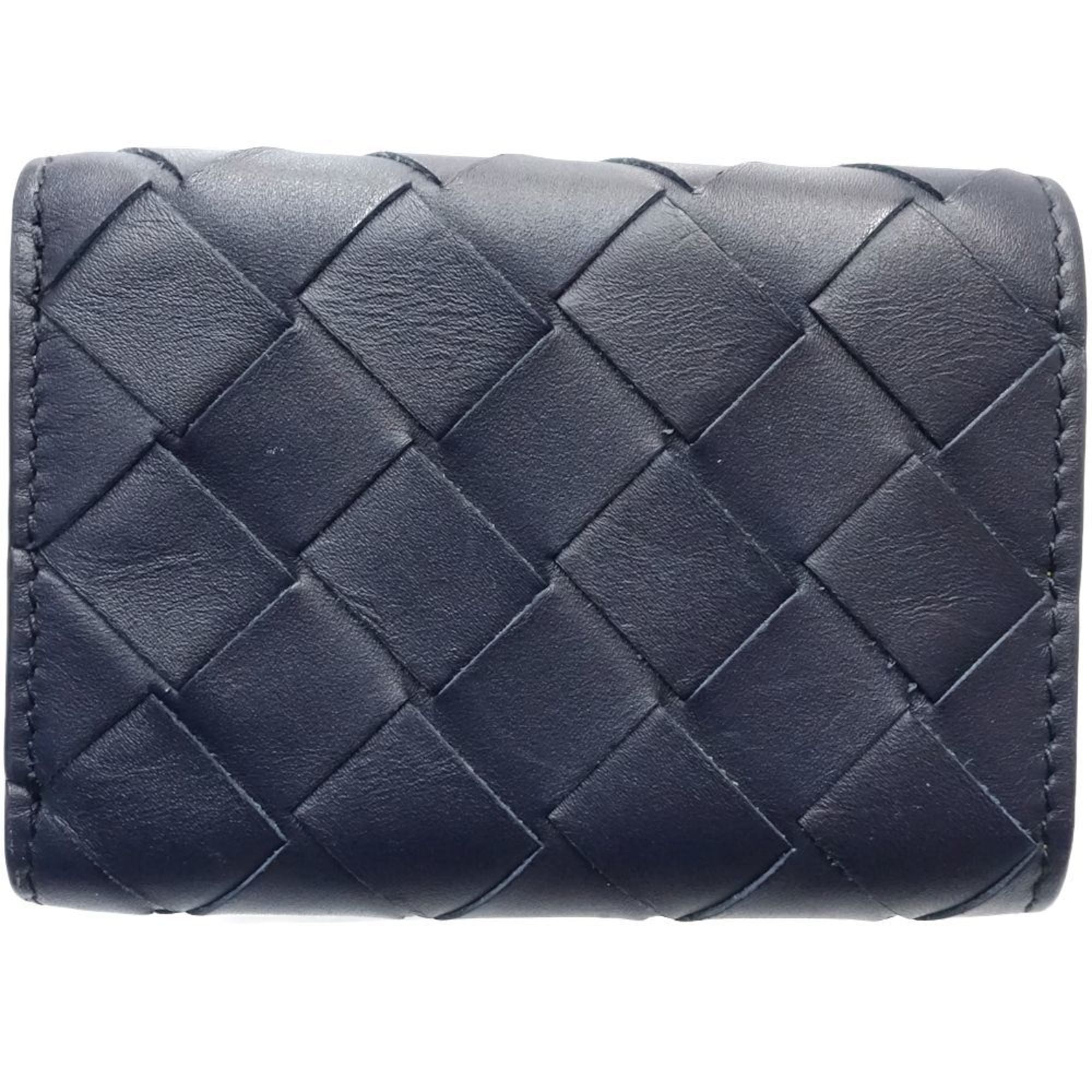 Bottega Veneta Intrecciato Navy Yellow Intrecciato Wallet (Tri-Fold) (Pre-Owned)