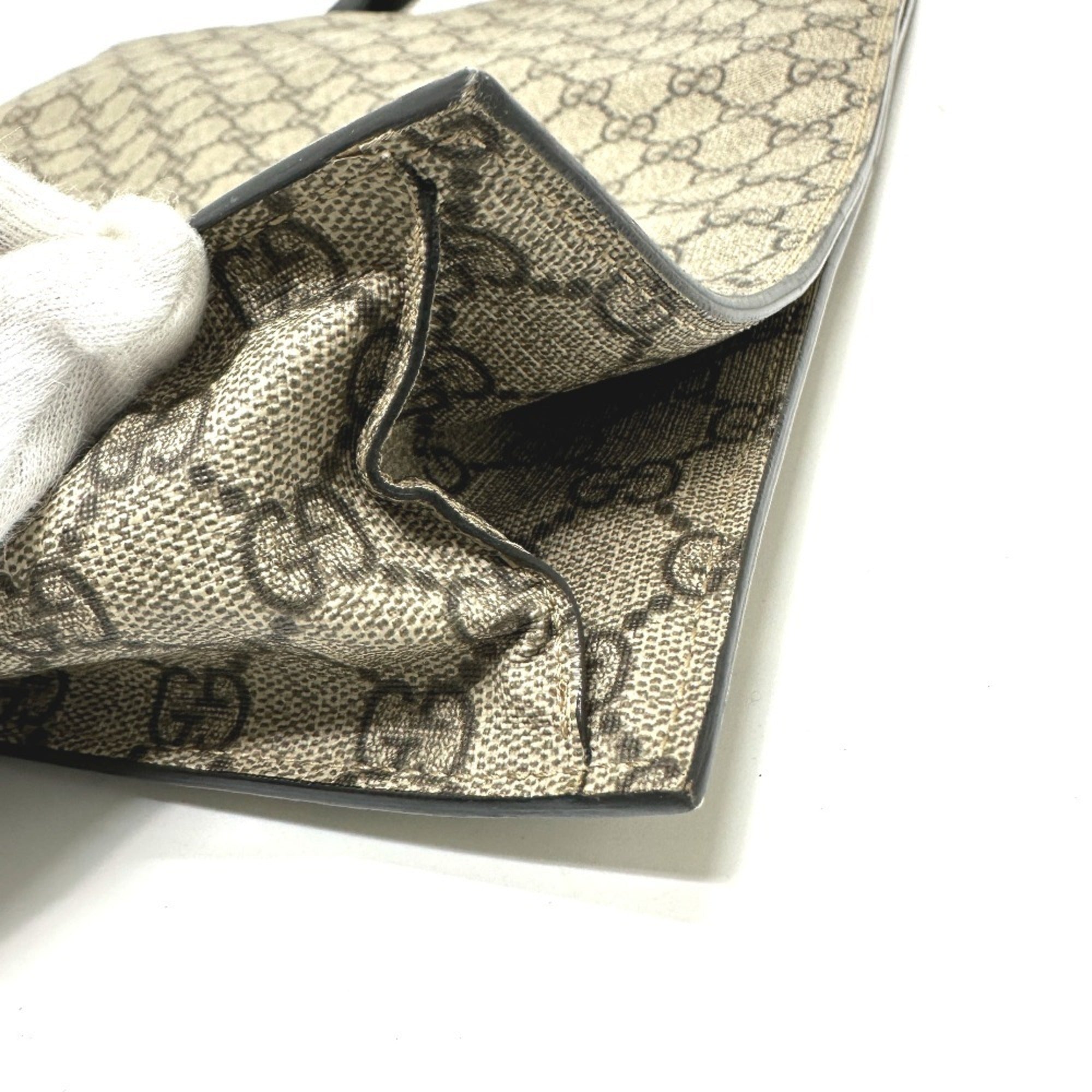 Gucci Beige Black Gg Supreme Handbag Tote Bag (Pre-Owned)