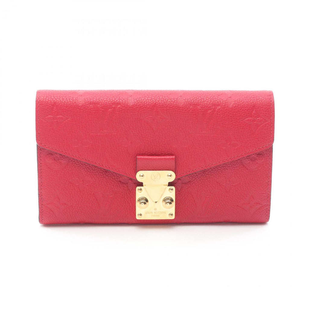 Louis Vuitton Red Color Leather Long Wallet (Bi-Fold) (Pre-Owned)