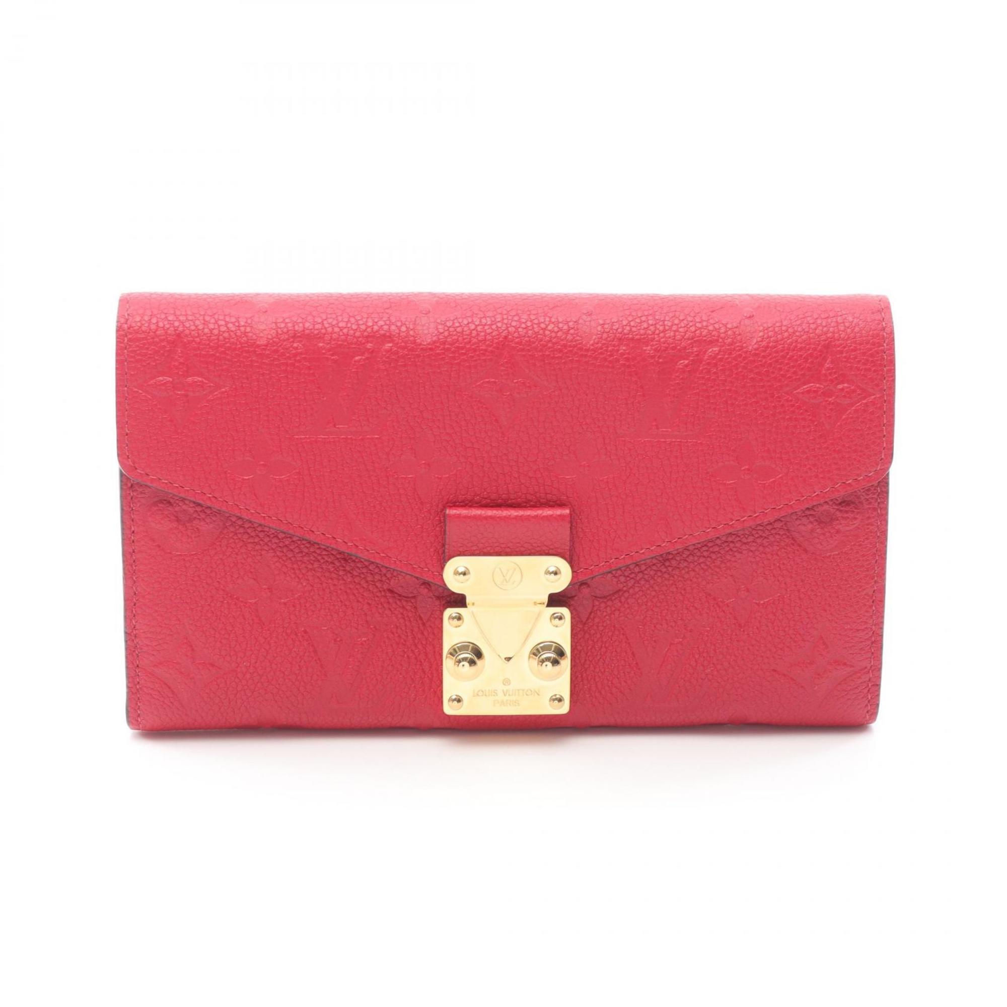 Louis Vuitton Red Color Leather Long Wallet (Bi-Fold) (Pre-Owned)