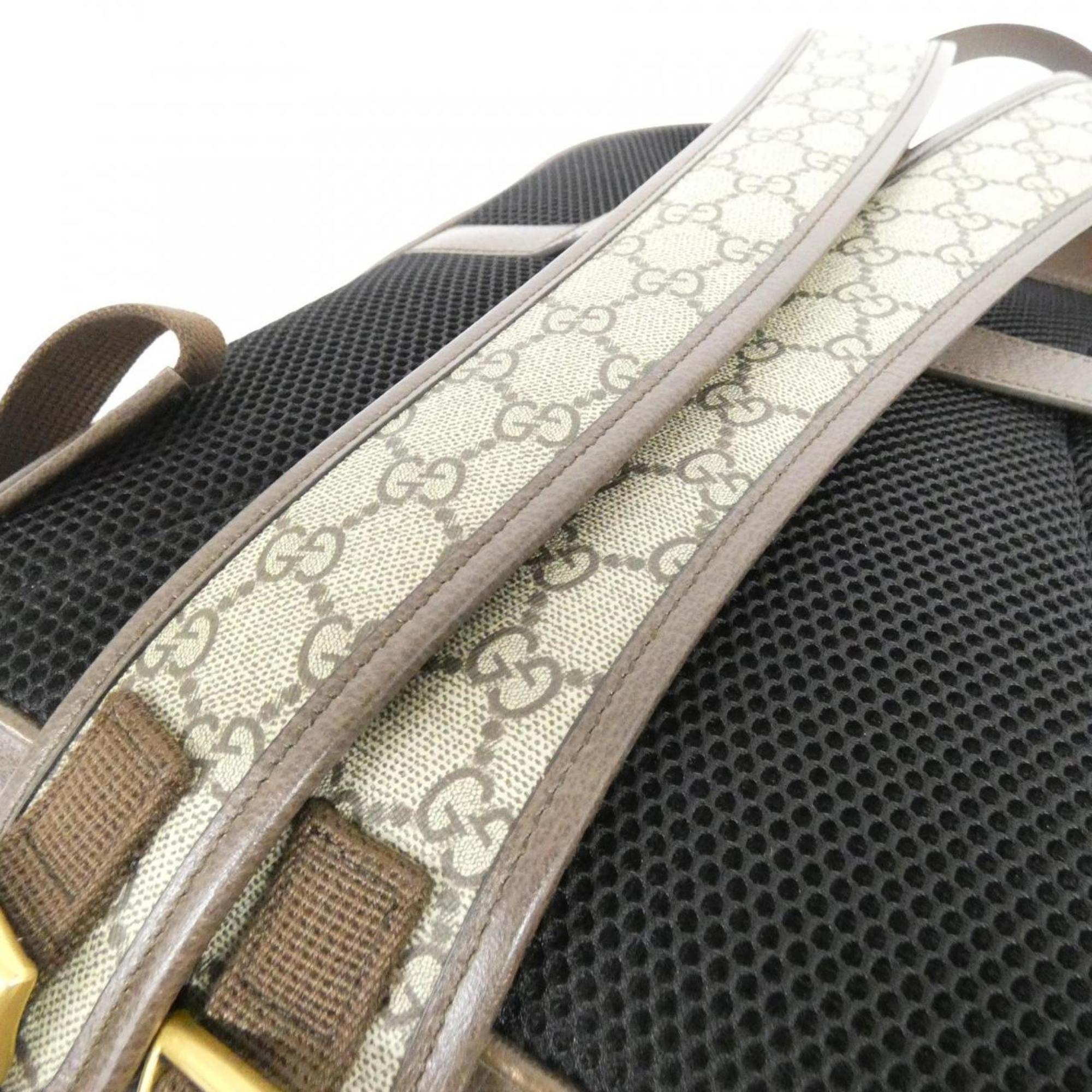Gucci Beige Brown Gg Supreme Canvas Leather Shoulder Bag (Pre-Owned)