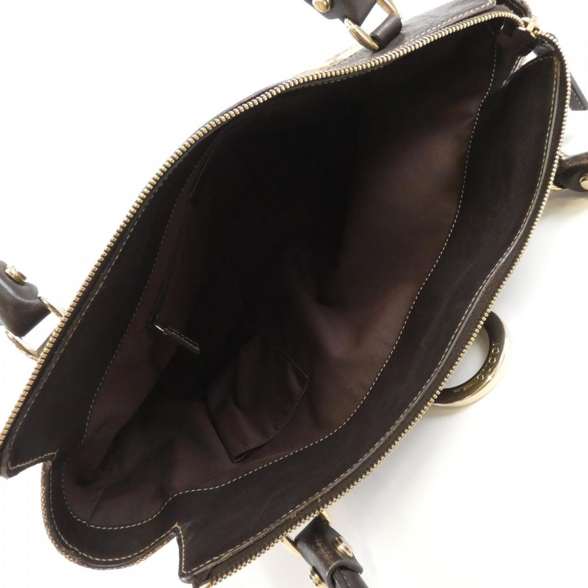 Gucci Beige Brown Gg Canvas Handbag (Pre-Owned)