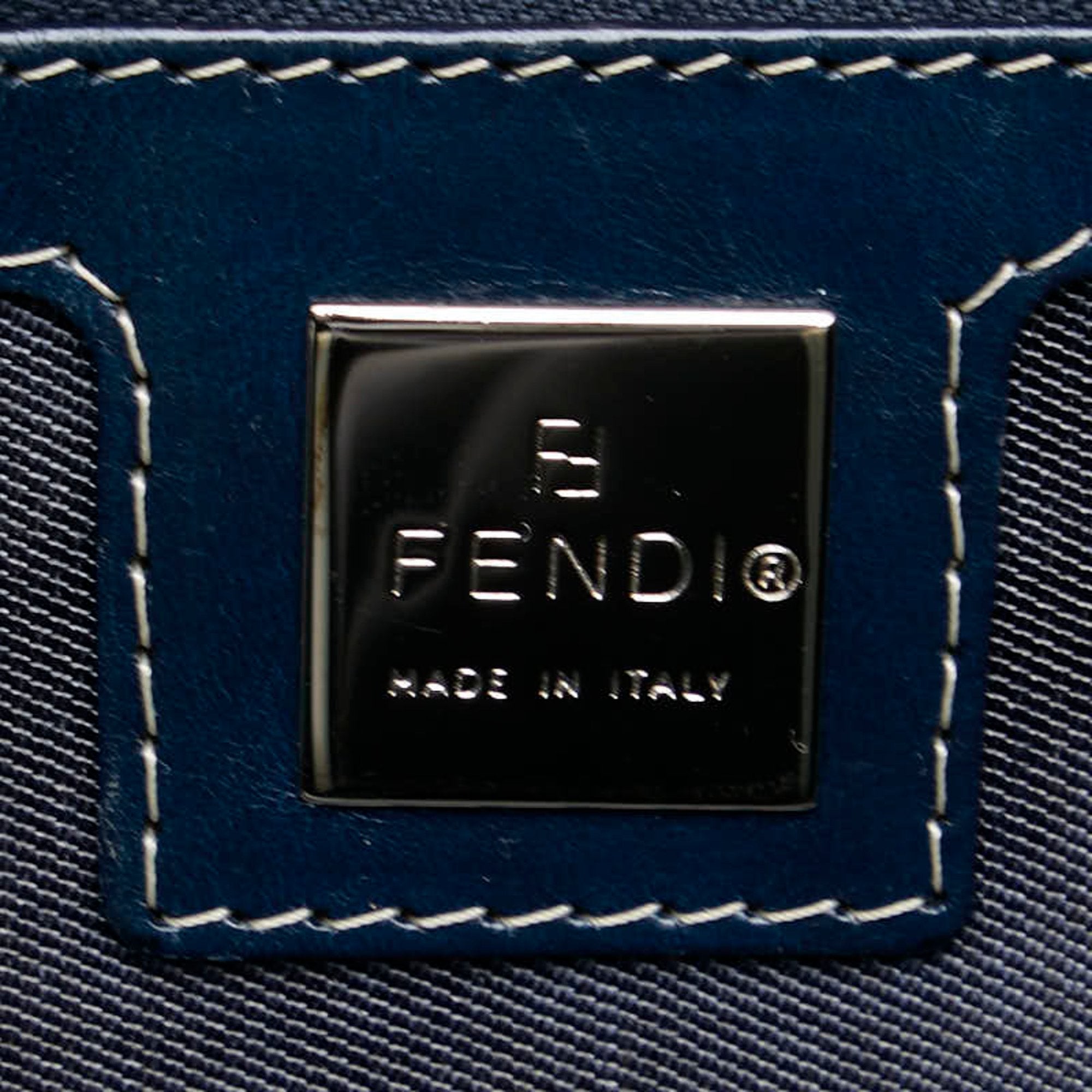 Fendi Navy Canvas Leather Handbag (Pre-Owned)