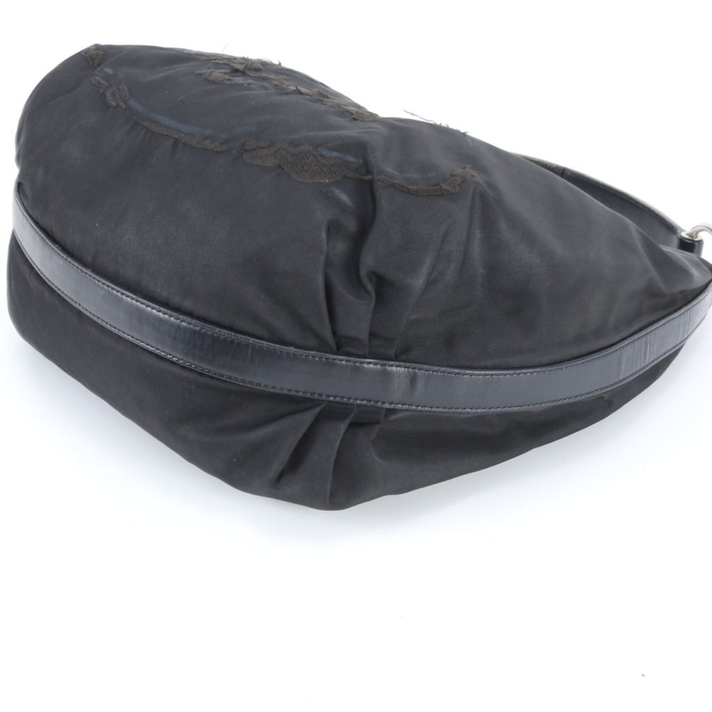 Prada Black Nylon Leather Shoulder Bag Tote Bag (Pre-Owned)