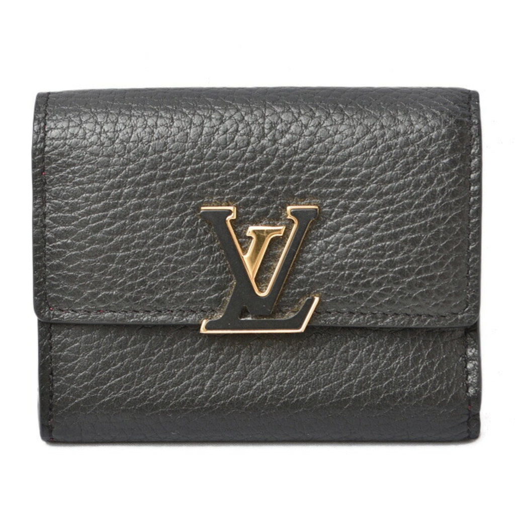 Louis Vuitton Taurillon Noir Leather Wallet (Tri-Fold) (Pre-Owned)