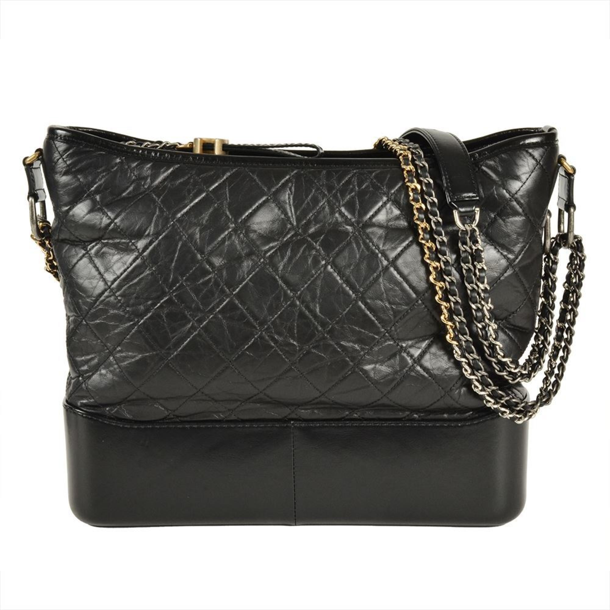 Chanel Gabriel Black Leather Shoulder Bag (Pre-Owned)