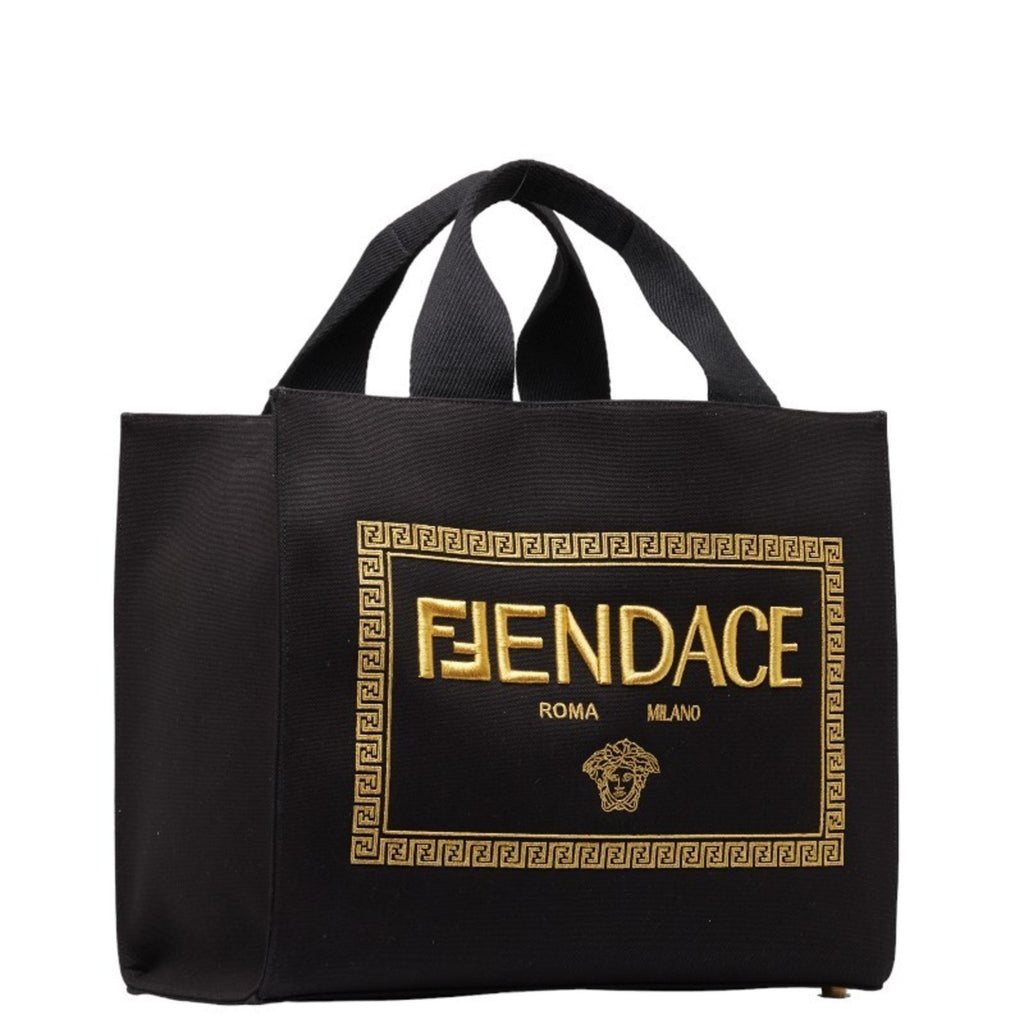 Fendi Black Yellow Canvas Shoulder Bag Tote Bag (Pre-Owned)