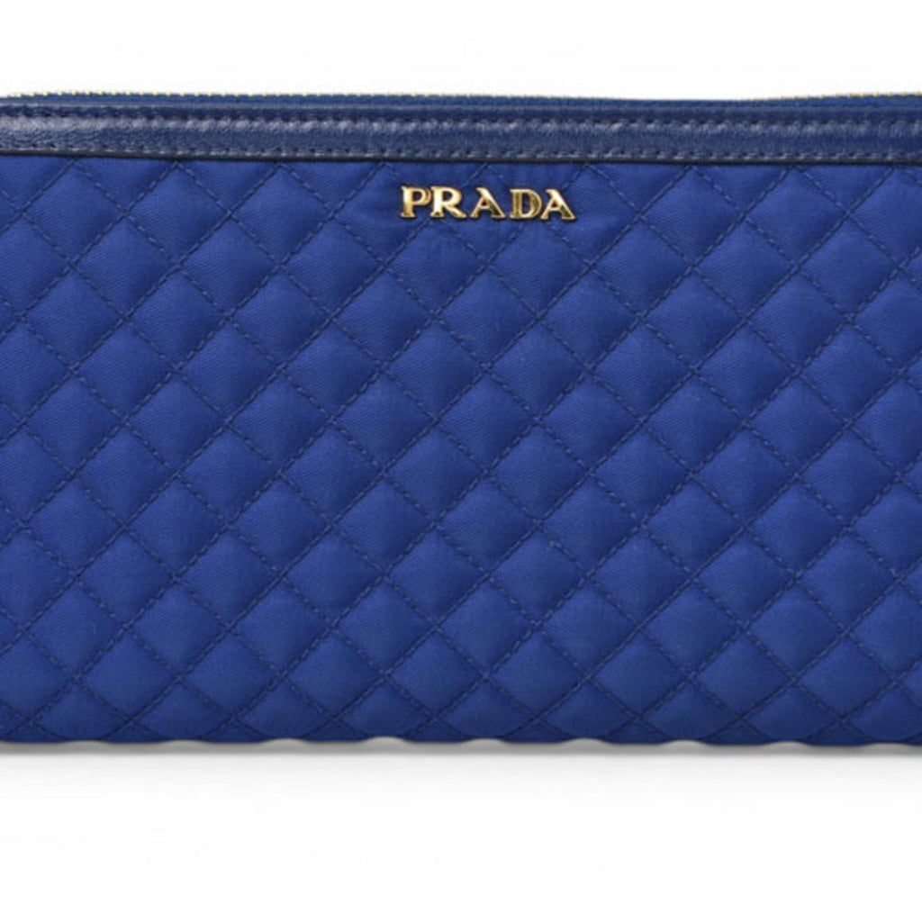 Prada Blue Bluette Tessuto Long Wallet (Bi-Fold) (Pre-Owned)