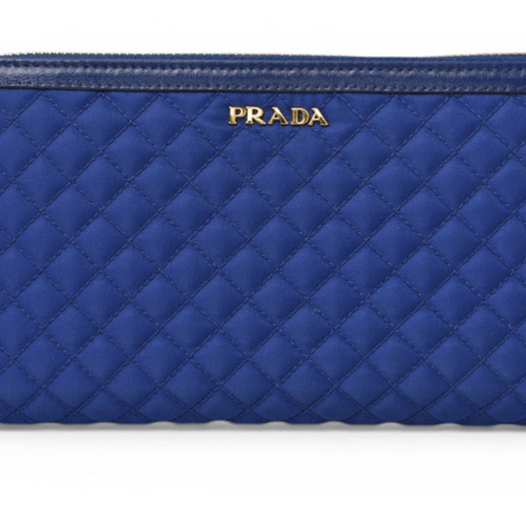 Prada Blue Bluette Tessuto Long Wallet (Bi-Fold) (Pre-Owned)
