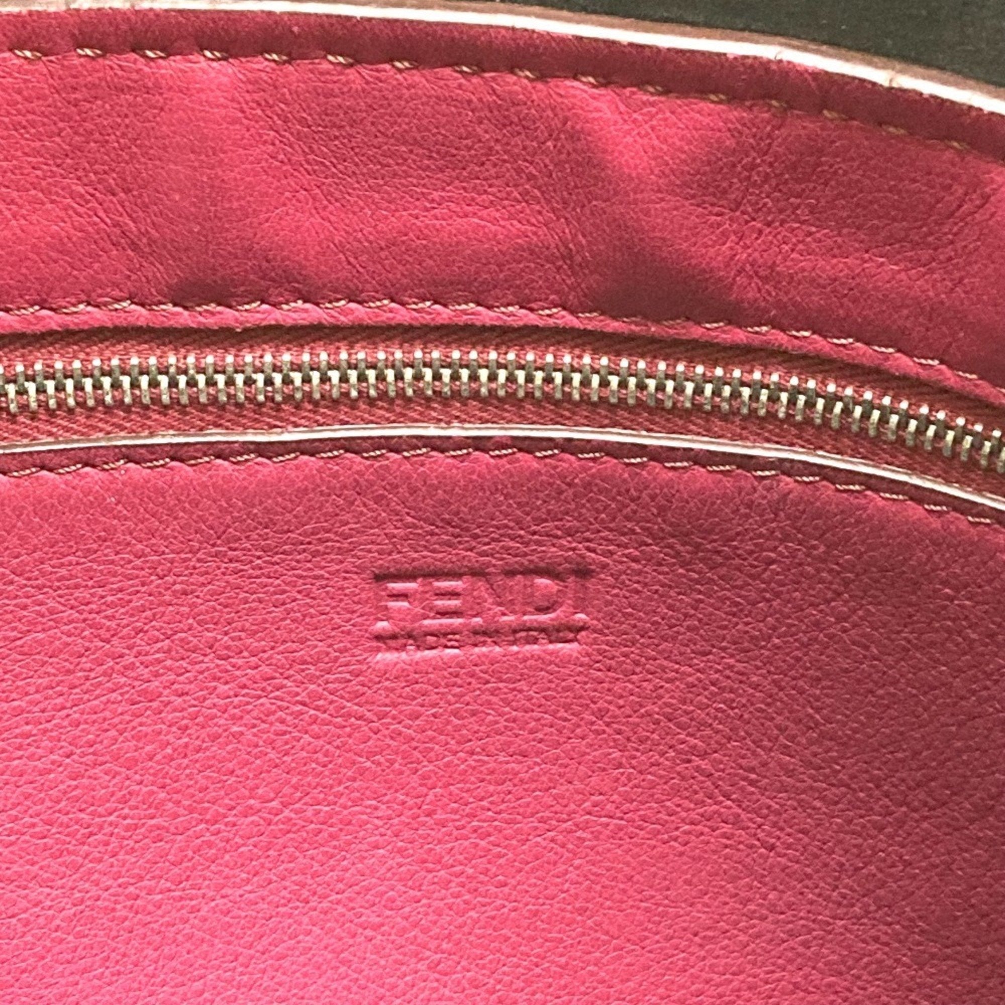 Fendi Black Purple Leather Shoulder Bag Tote Bag (Pre-Owned)