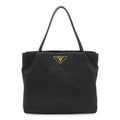 Prada Black Nero Nylon Patent Leather Shoulder Bag Tote Bag (Pre-Owned)