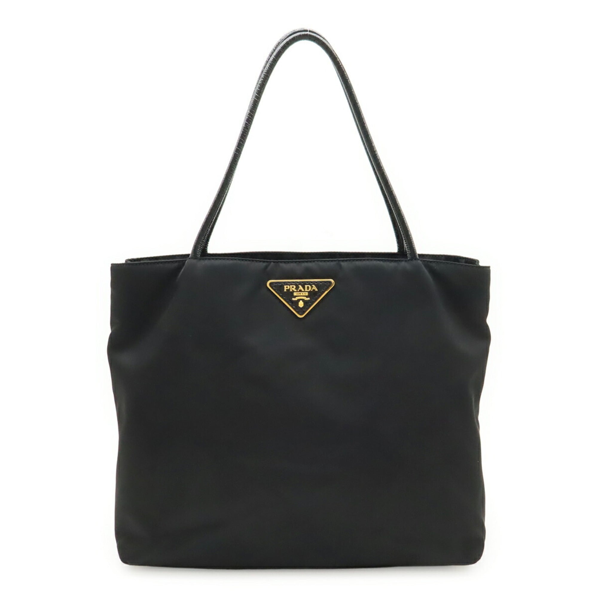 Prada Black Nero Nylon Patent Leather Shoulder Bag Tote Bag (Pre-Owned)