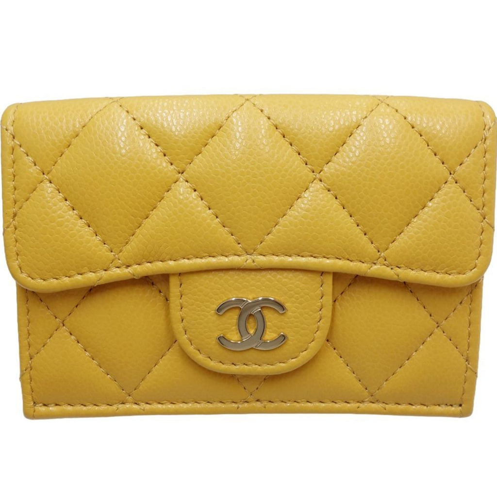 Chanel Yellow Grained Calfskin Wallet (Tri-Fold) (Pre-Owned)