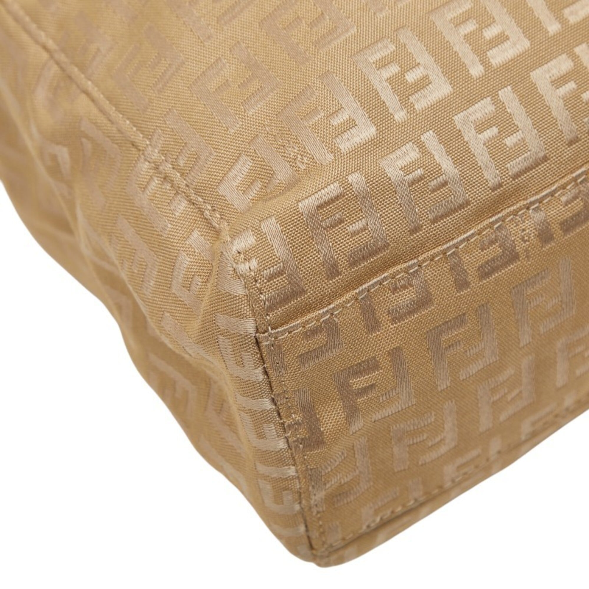 Fendi Beige Nylon Leather Handbag Tote Bag (Pre-Owned)