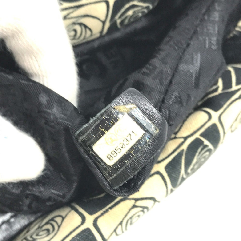Chanel Camellia Black White Canvas Shoulder Bag Tote Bag (Pre-Owned)
