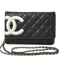 Chanel Black Leather Chain/Shoulder Wallet (Pre-Owned)