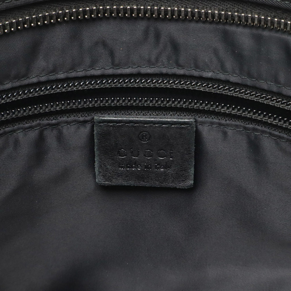 Gucci Black Gray Nylon Leather Shoulder Bag (Pre-Owned)