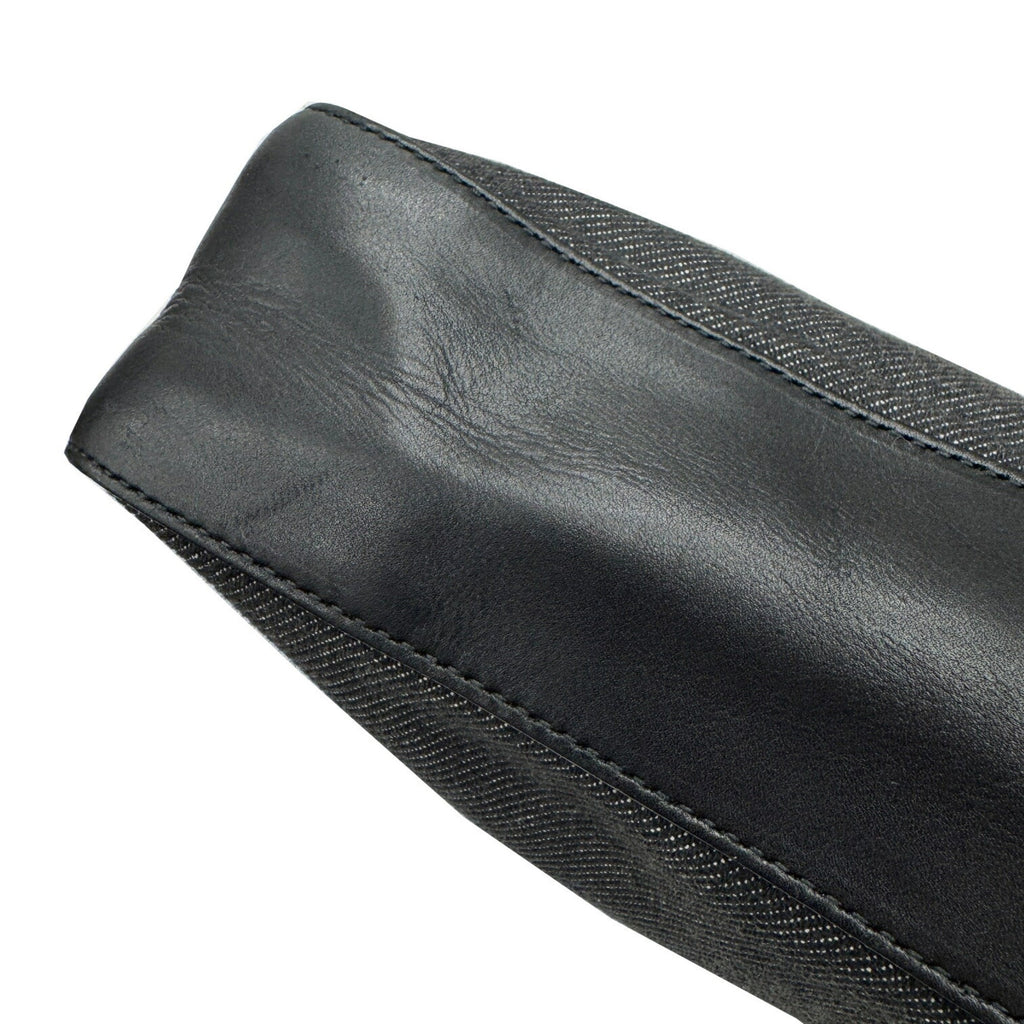 Gucci Sherry Line Black Denim Leather Handbag Tote Bag (Pre-Owned)