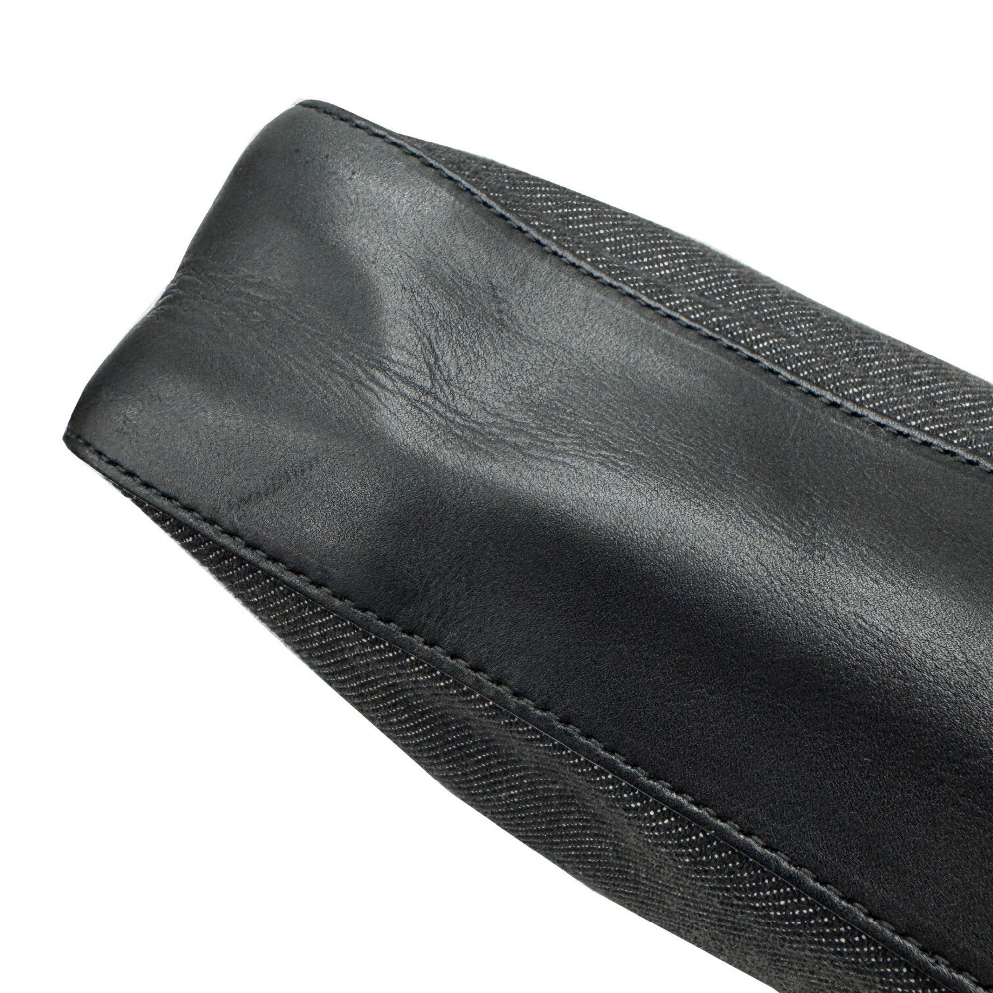 Gucci Sherry Line Black Denim Leather Handbag Tote Bag (Pre-Owned)