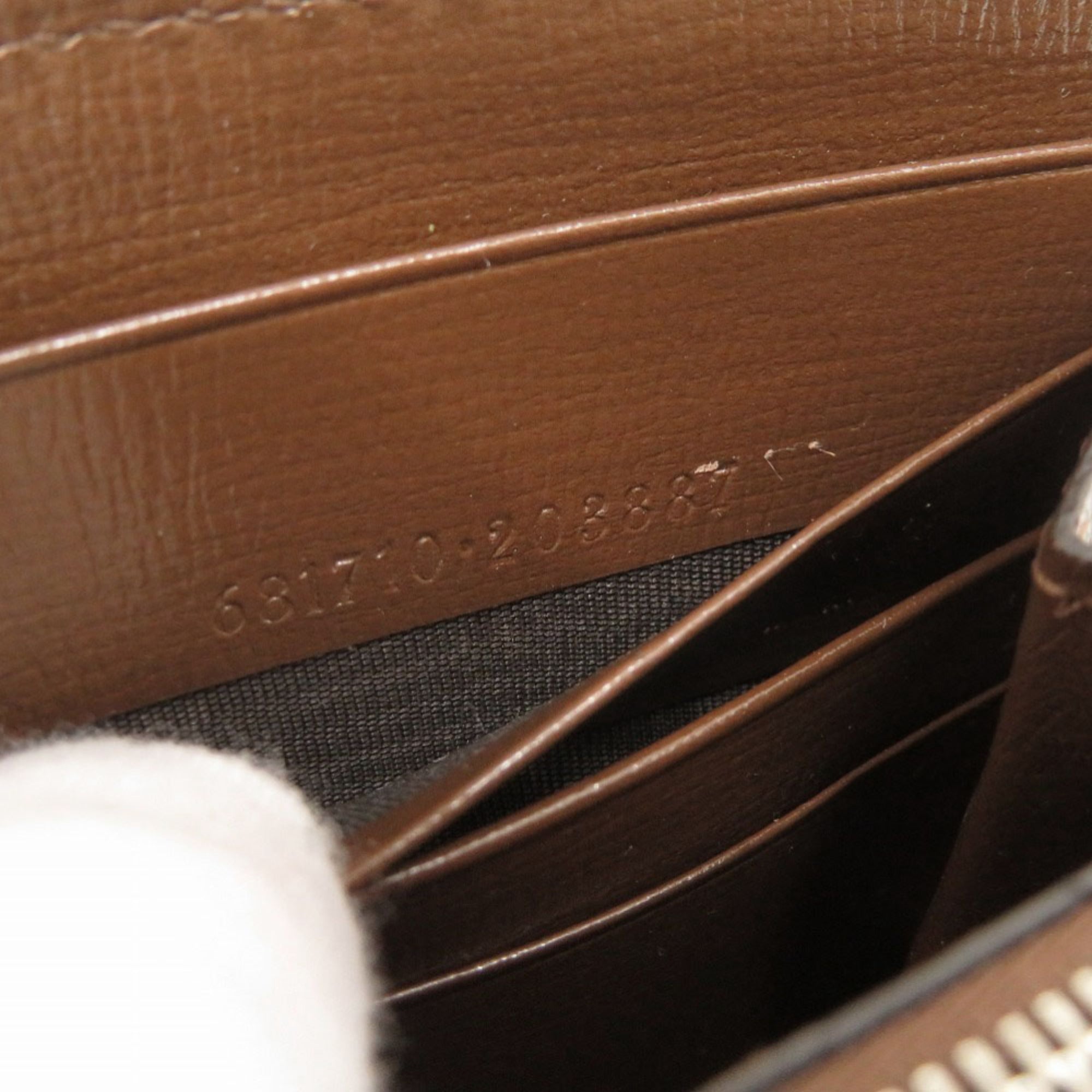 Gucci Beige Brown Gg Canvas Leather Long Wallet (Bi-Fold) (Pre-Owned)