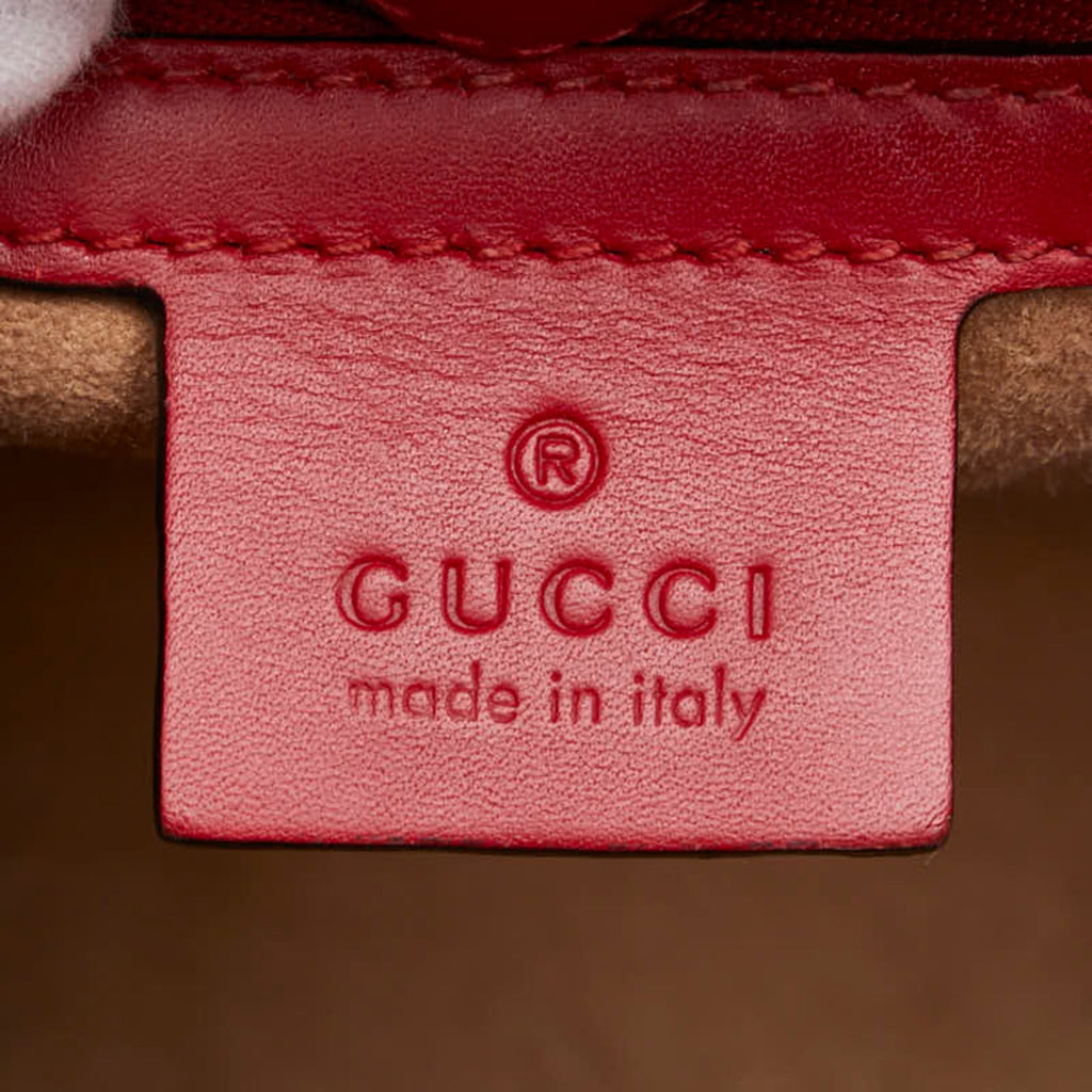 Gucci Navy Red Color Leather Shoulder Bag (Pre-Owned)