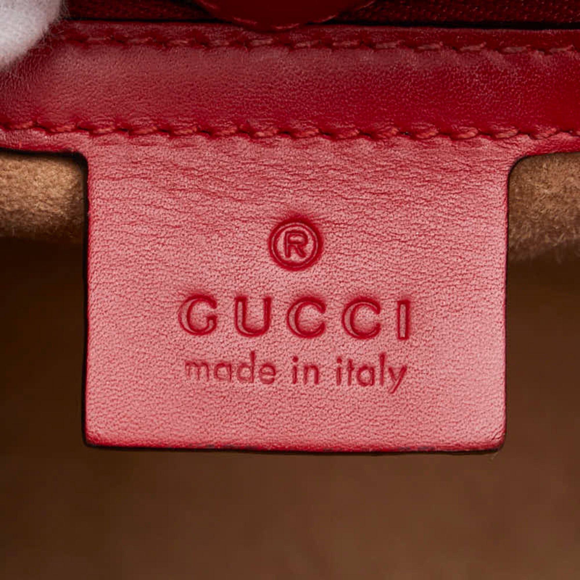 Gucci Navy Red Color Leather Shoulder Bag (Pre-Owned)