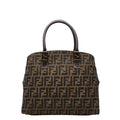 Fendi Beige Black Canvas Handbag (Pre-Owned)
