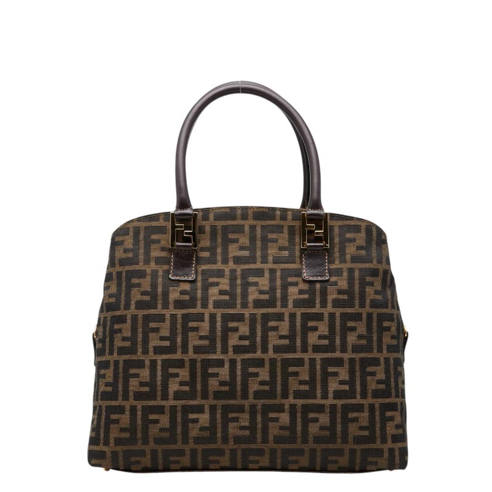 Fendi Beige Black Canvas Handbag (Pre-Owned)