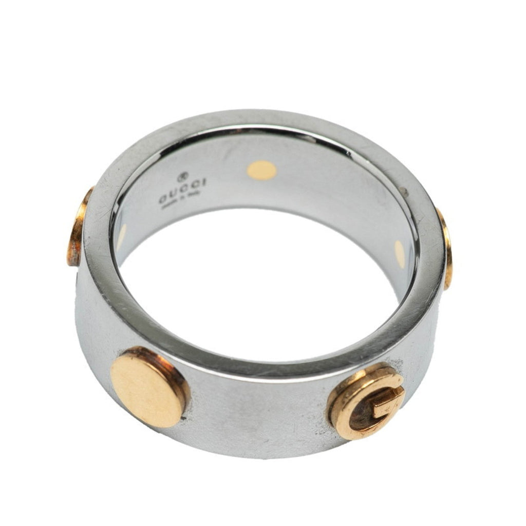 Gucci Silver Yellow Gold Band Ring (Pre-Owned)
