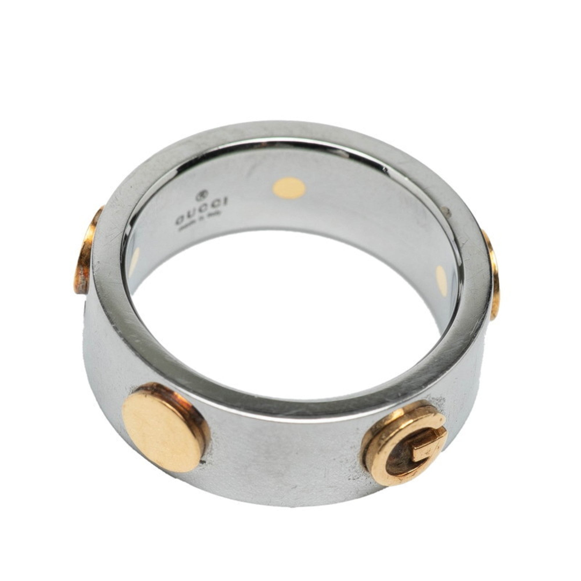 Gucci Silver Yellow Gold Band Ring (Pre-Owned)