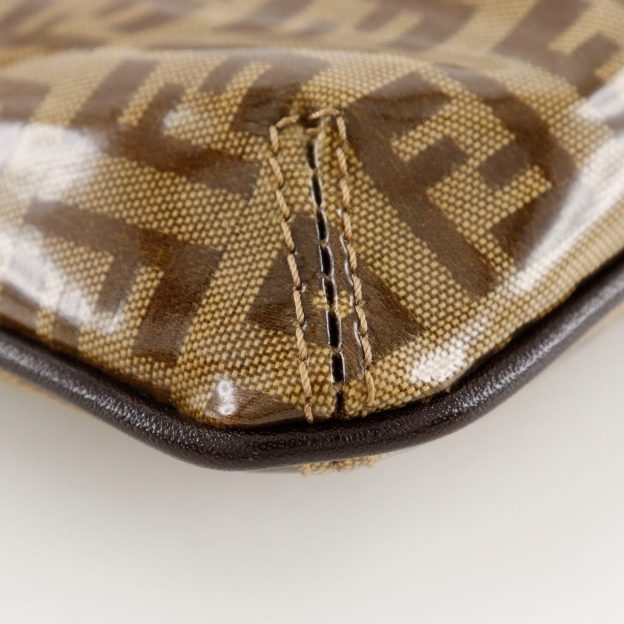 Fendi Brown Vinyl Shoulder Bag (Pre-Owned)