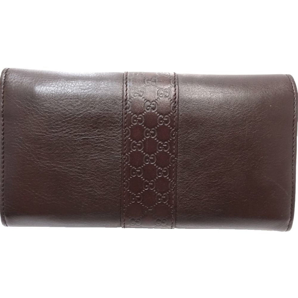 Gucci Dark Brown Leather Long Wallet (Bi-Fold) (Pre-Owned)