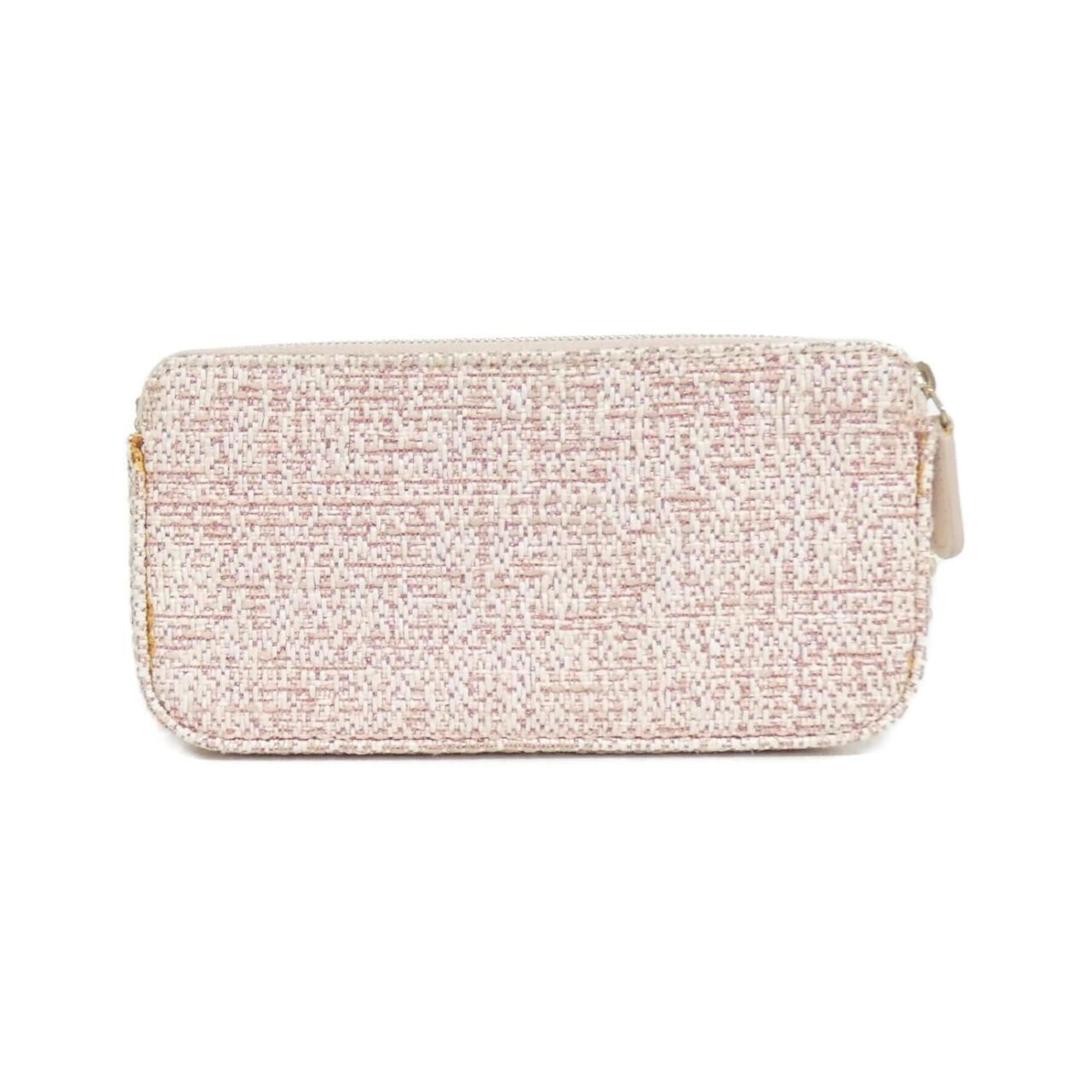 Chanel Pink Canvas Nylon Chain/Shoulder Wallet (Pre-Owned)