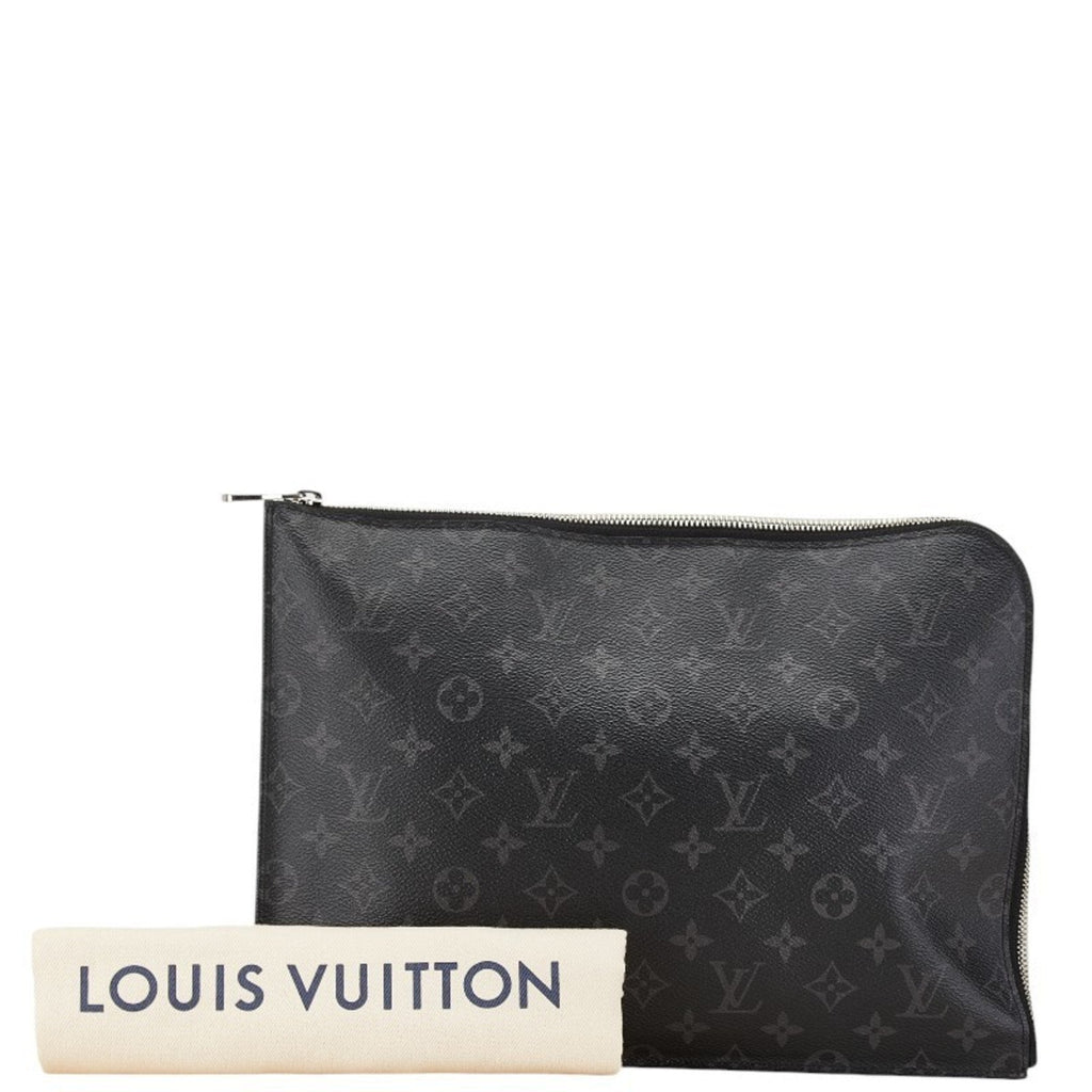 Louis Vuitton Monogram Eclipse Black Monogram Eclipse White Pvc Leather Clutch Bag Pochette (Pre-Owned)