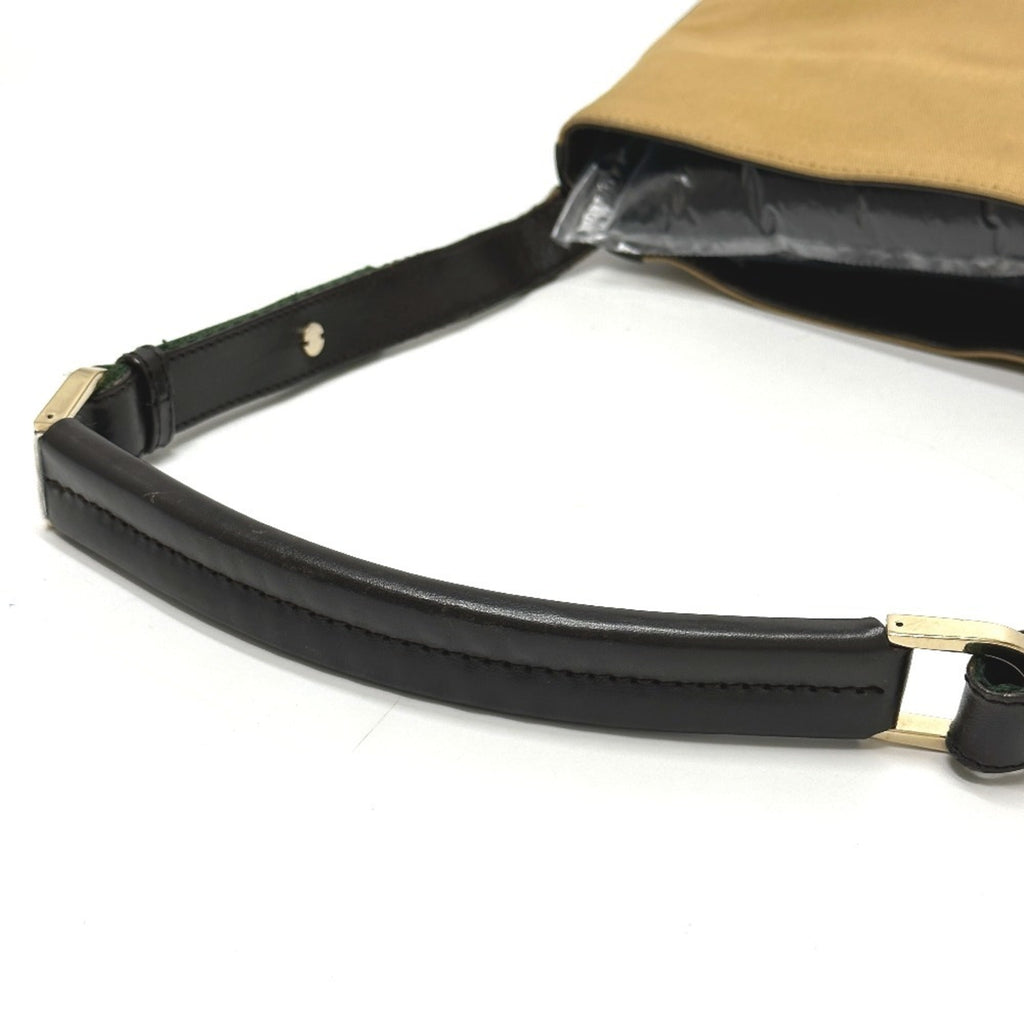 Gucci Beige Leather Canvas Shoulder Bag (Pre-Owned)
