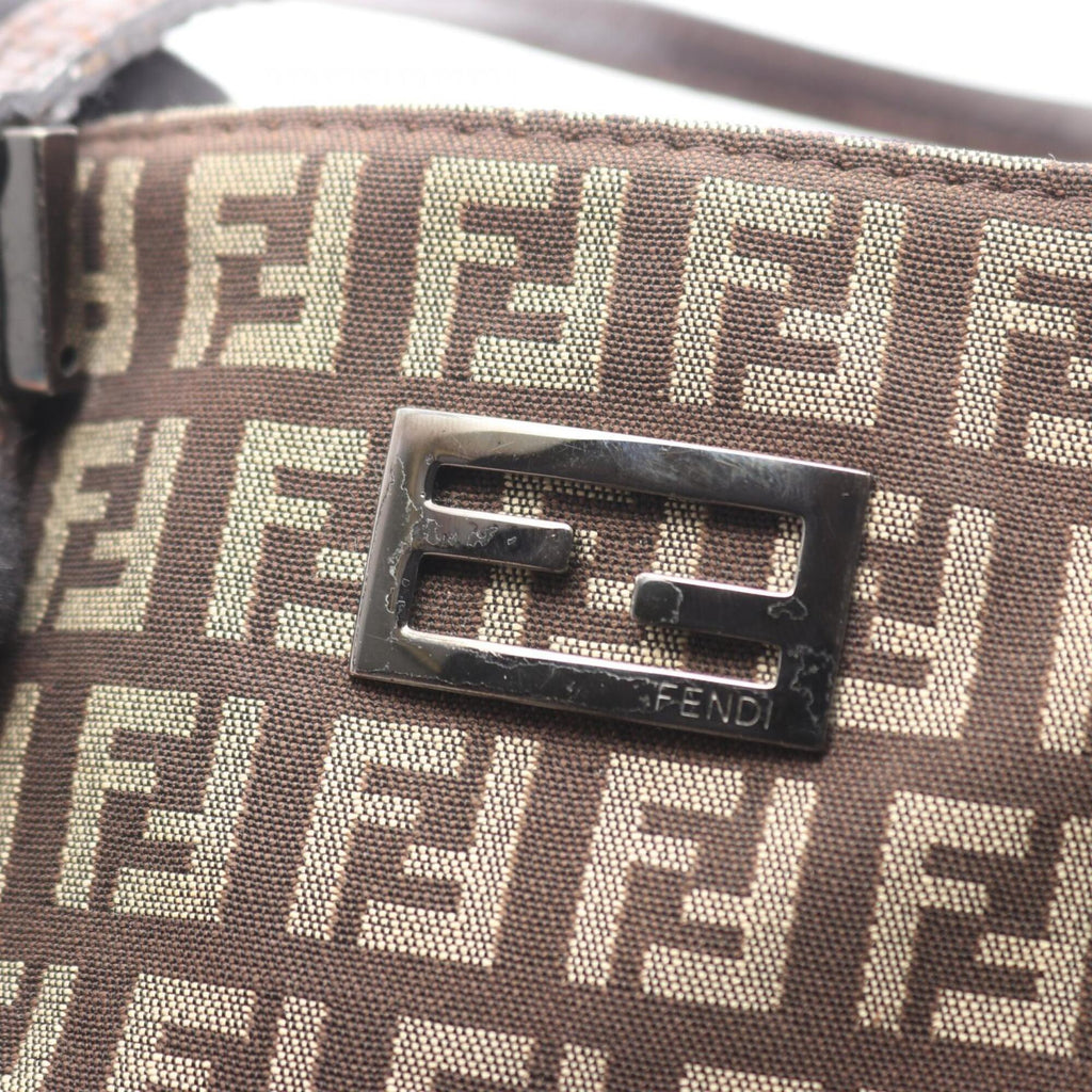 Fendi Beige Brown Canvas Leather Handbag Tote Bag (Pre-Owned)