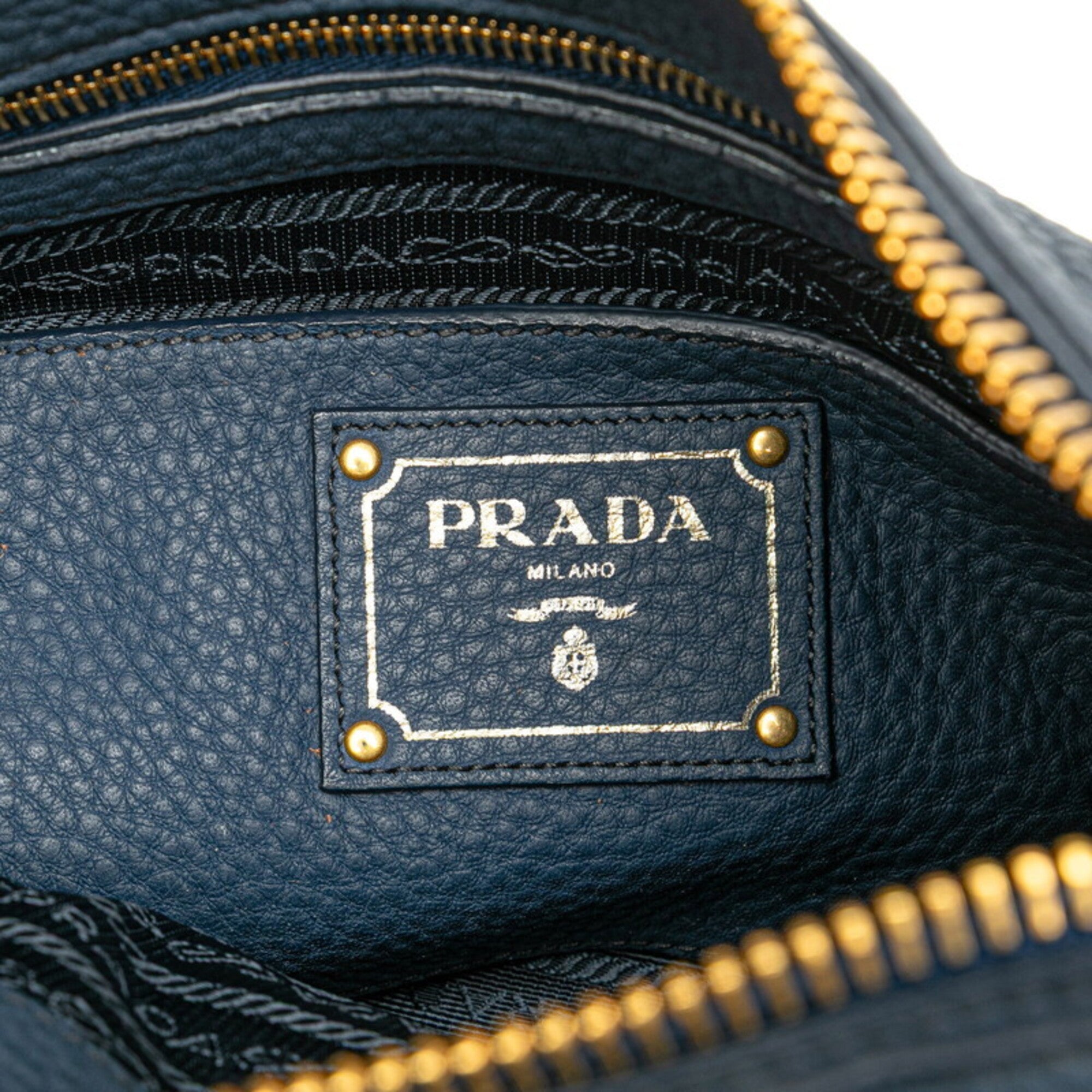 Prada Blue Vitello Daino Handbag (Pre-Owned)